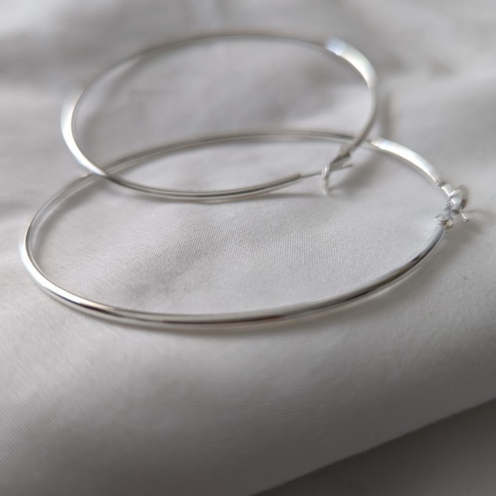 s925 Sterling Silver Large Hoop Earrings